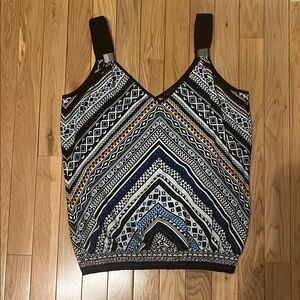 White House Black Market Black and White Graphic Tank Top